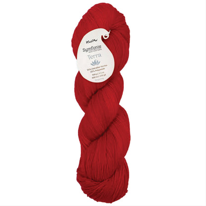 Skein of Symfonie Yarns Terra sock yarn in Scarlet