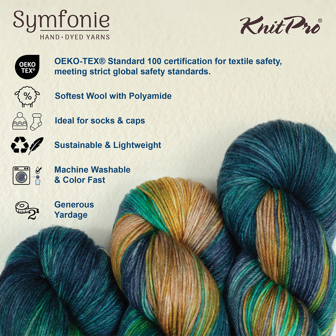 Skein of Symfonie Terra sock yarn in Riverbank