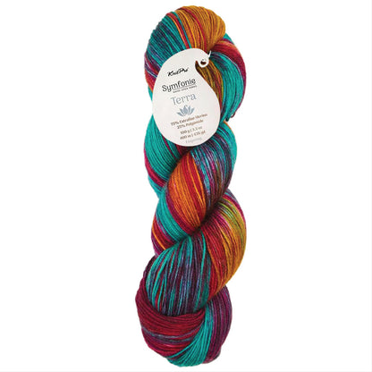 Skein of Symfonie Terra sock yarn in Party Lights