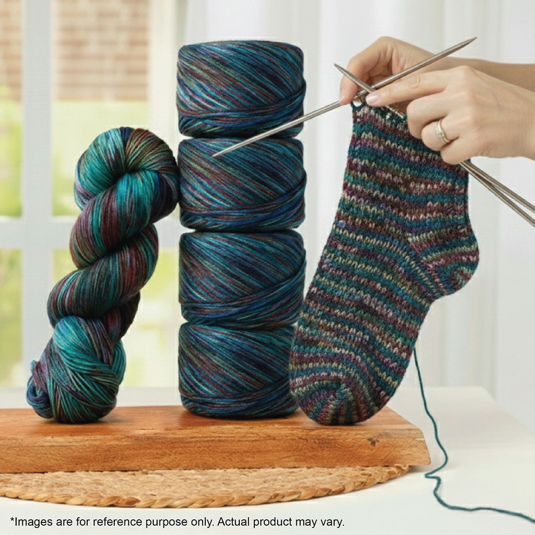 Skein of Symfonie Terra sock yarn in Tropical Seascape