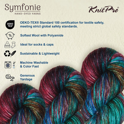 Skein of Symfonie Terra sock yarn in Tropical Seascape