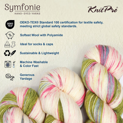 Skein of Symfonie Terra sock yarn in Summer Romance