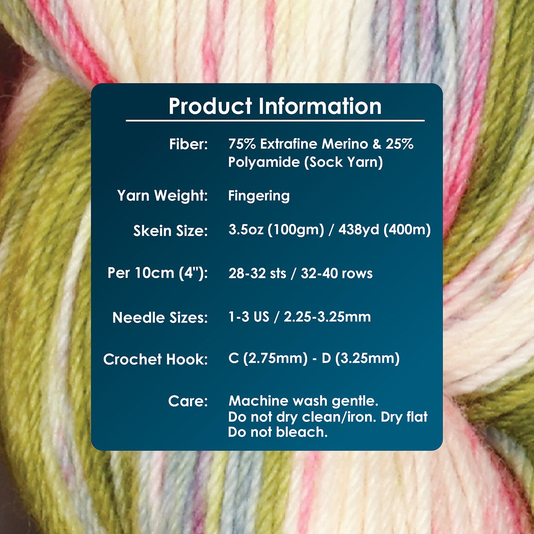 Skein of Symfonie Terra sock yarn in Summer Romance