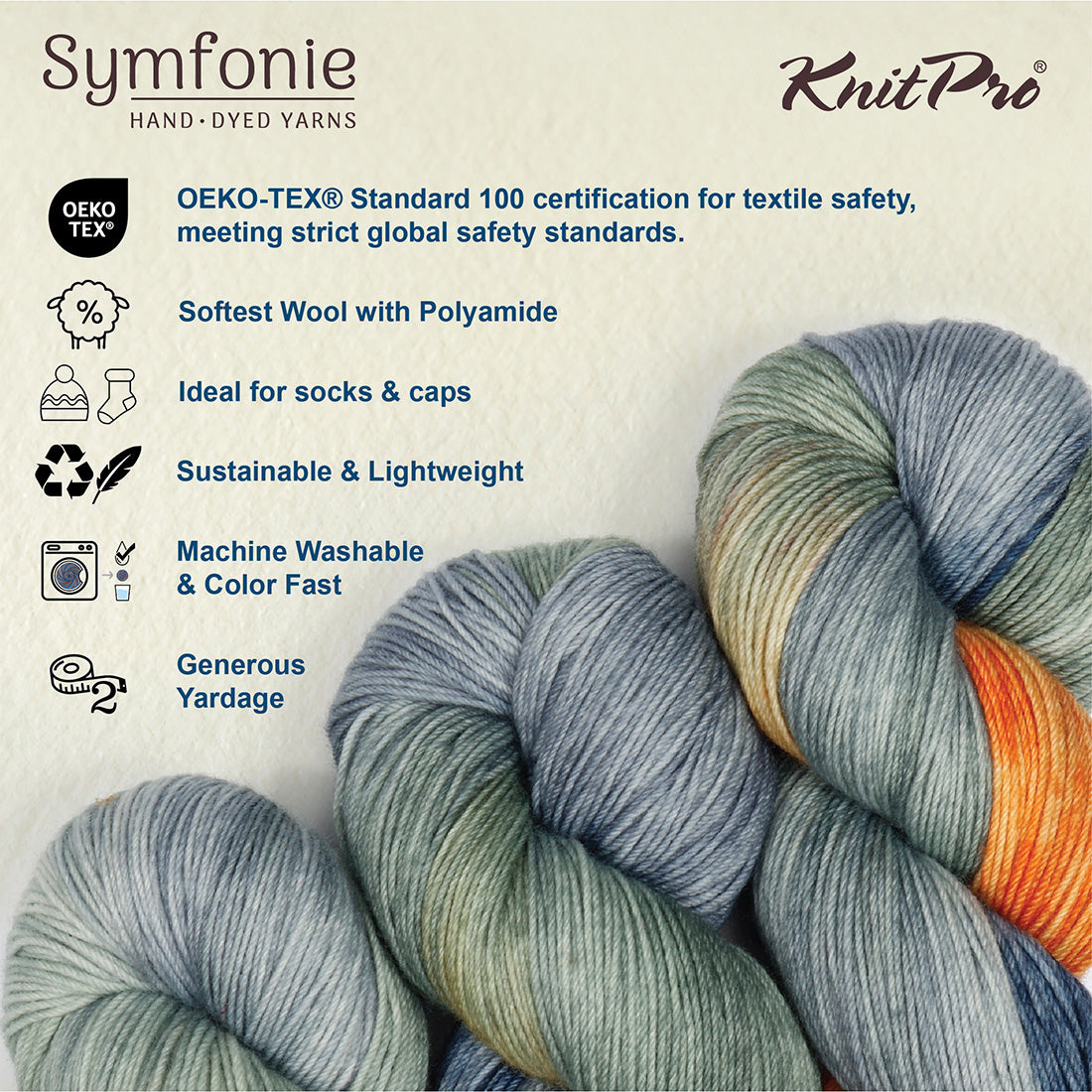 Skein of Symfonie Terra sock yarn in New York New York
