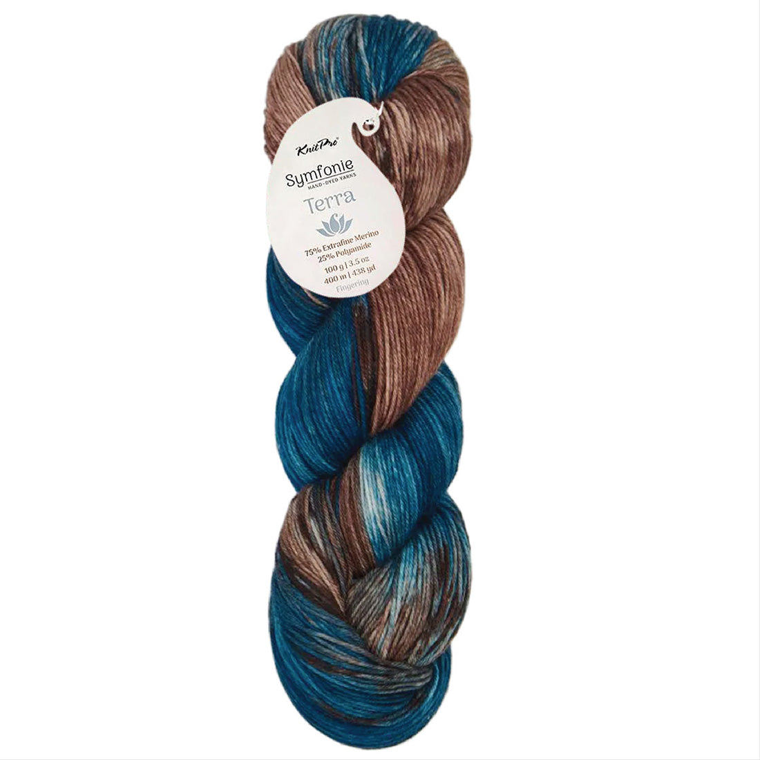 Skein of Symfonie Yarns Terra sock yarn in Cabin In The Woods