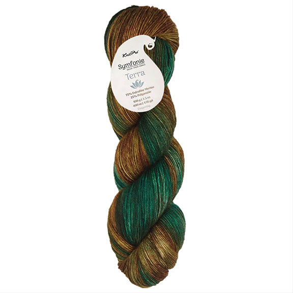 Skein of Symfonie Terra sock yarn in Himalayas