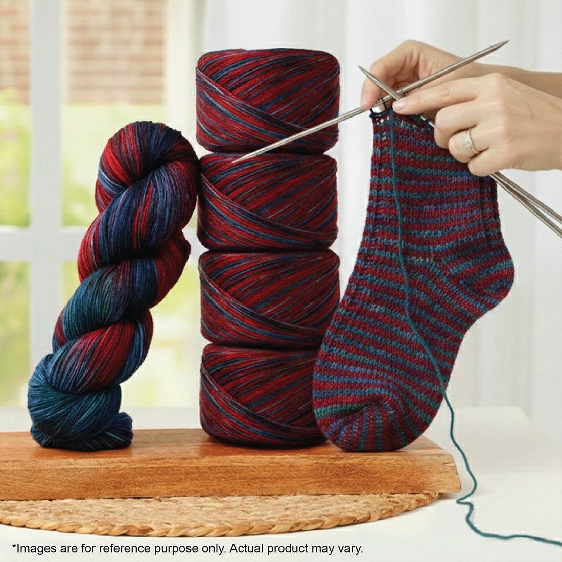 Skein of Symfonie Terra sock yarn in Twilight Flame
