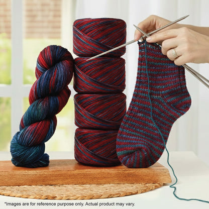 Skein of Symfonie Terra sock yarn in Twilight Flame