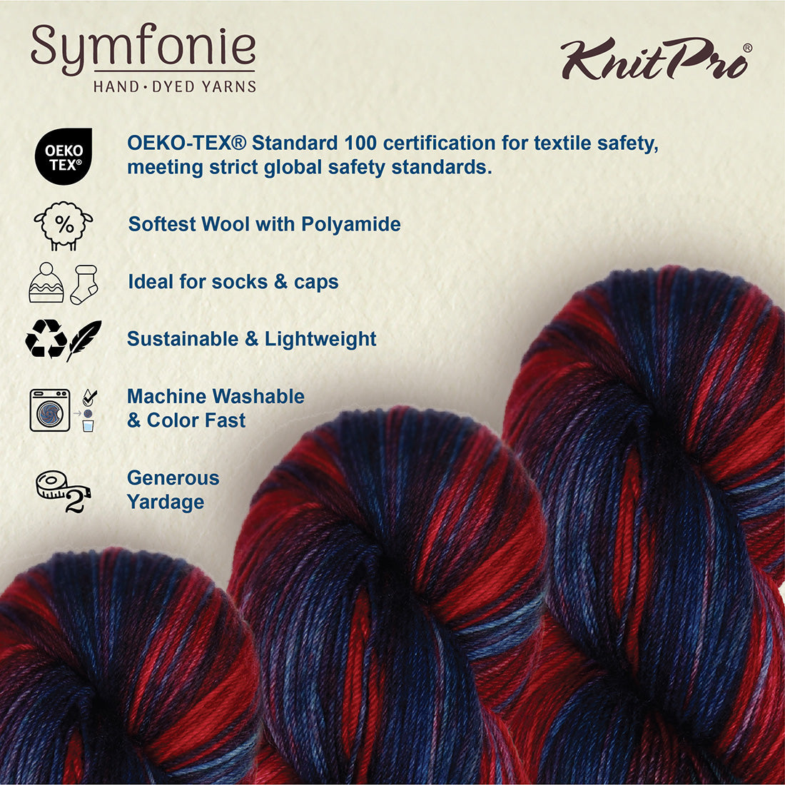 Skein of Symfonie Terra sock yarn in Twilight Flame