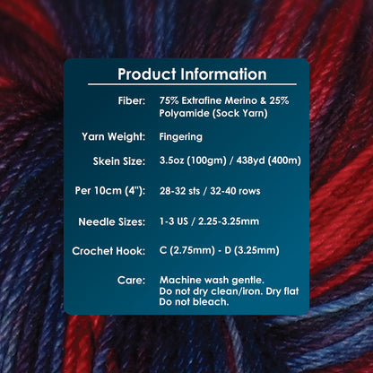 Skein of Symfonie Terra sock yarn in Twilight Flame
