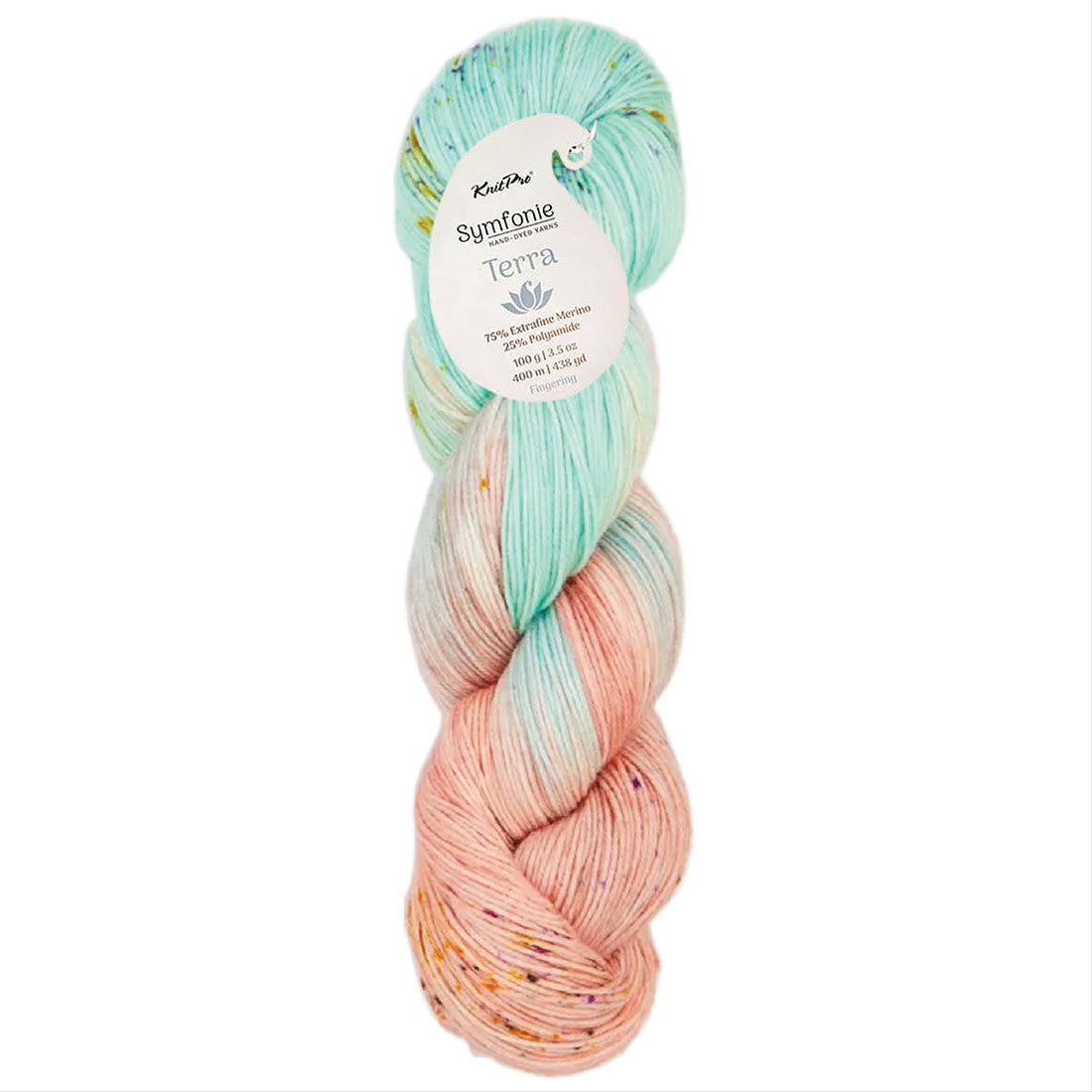 Skein of Symfonie Yarns Terra sock yarn in Bonnie Blooms