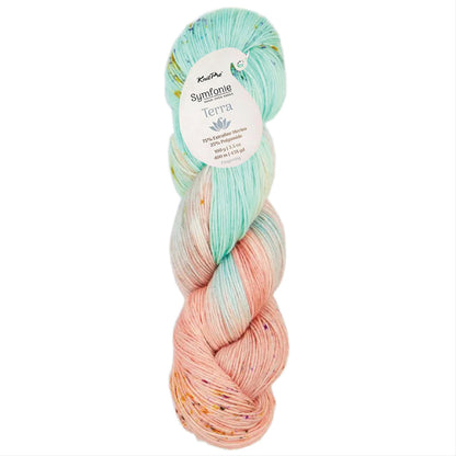 Skein of Symfonie Yarns Terra sock yarn in Bonnie Blooms
