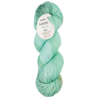 Skein of Symfonie Terra sock yarn in Mint Sky