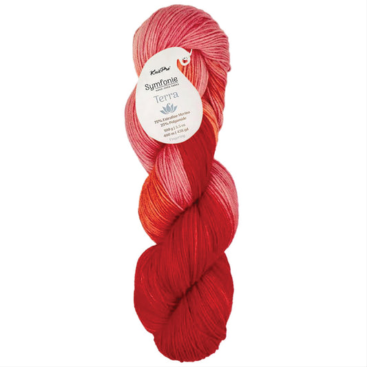 Skein of Symfonie Yarns Terra sock yarn in Berry Bowl