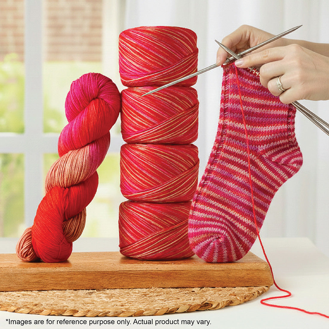 Skein of Symfonie Terra sock yarn in Rhubarb