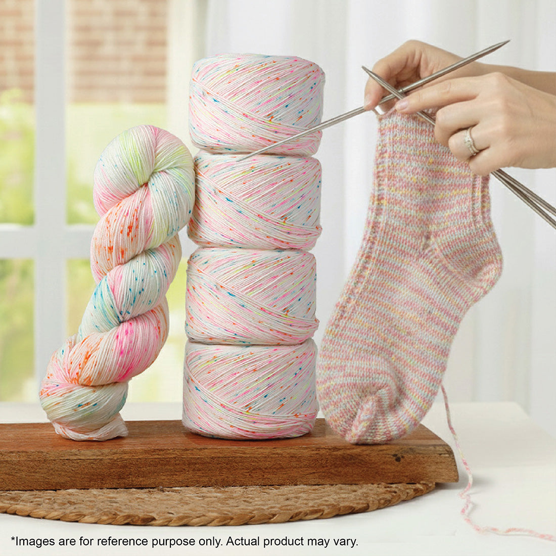 Skein of Symfonie Terra sock yarn in Neon Confetti
