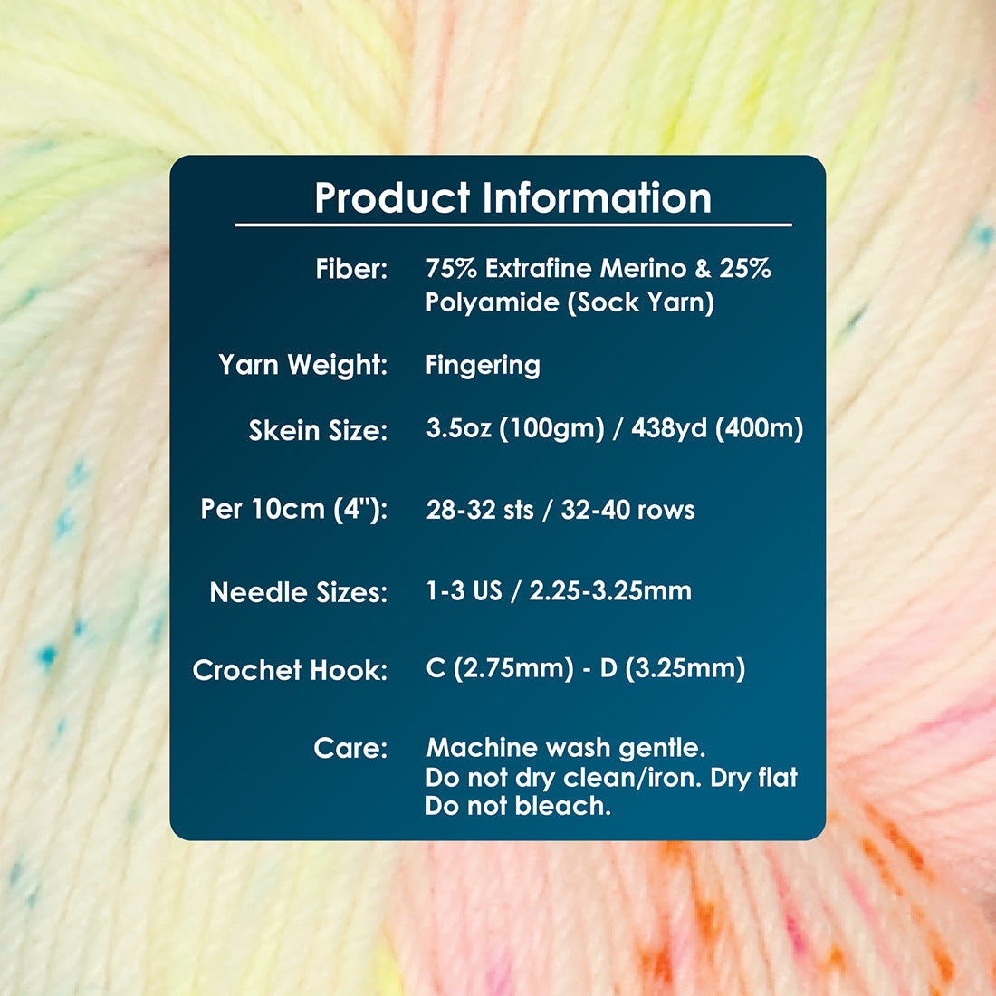 Skein of Symfonie Terra sock yarn in Neon Confetti