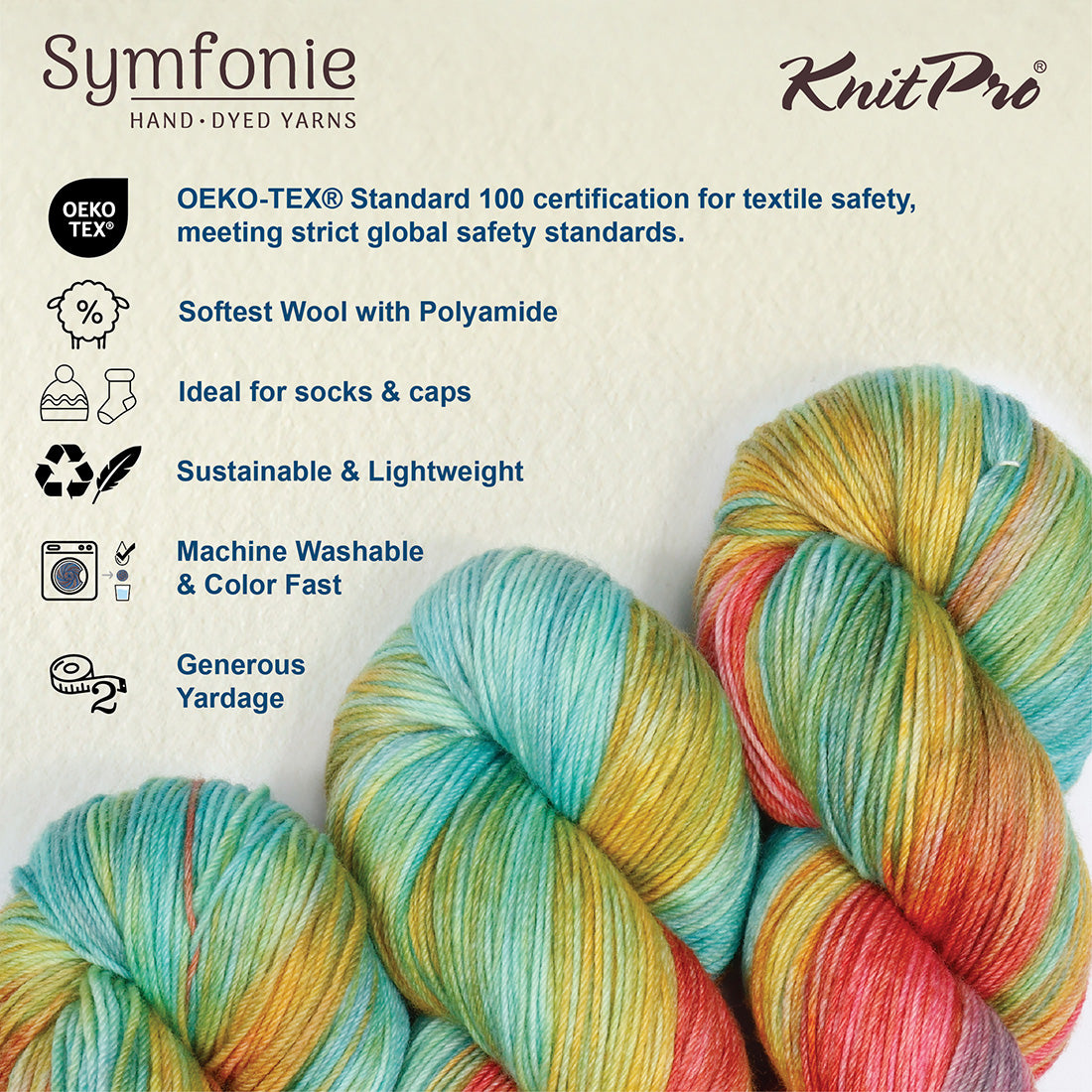 Skein of Symfonie Terra sock yarn in Mystic Lagoon