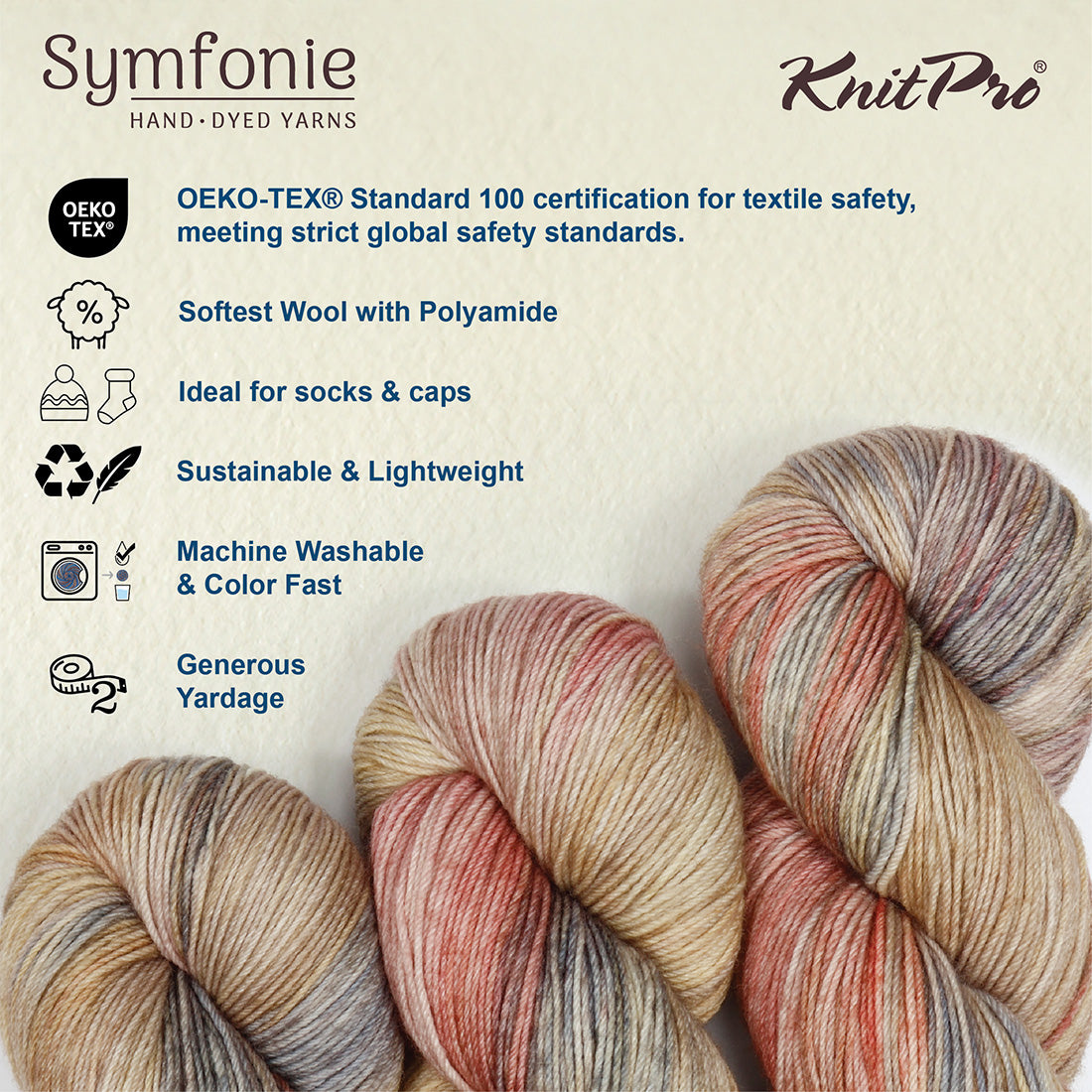 Skein of Symfonie Terra sock yarn in Moonlit Glow