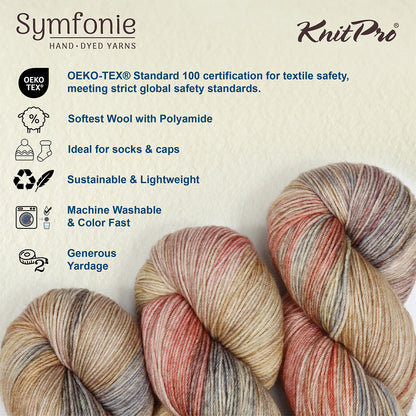 Skein of Symfonie Terra sock yarn in Moonlit Glow
