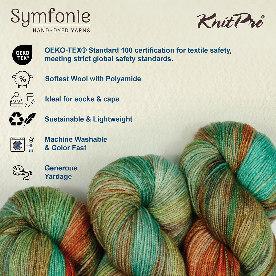 Skein of Symfonie Terra sock yarn in Lagoon Dream