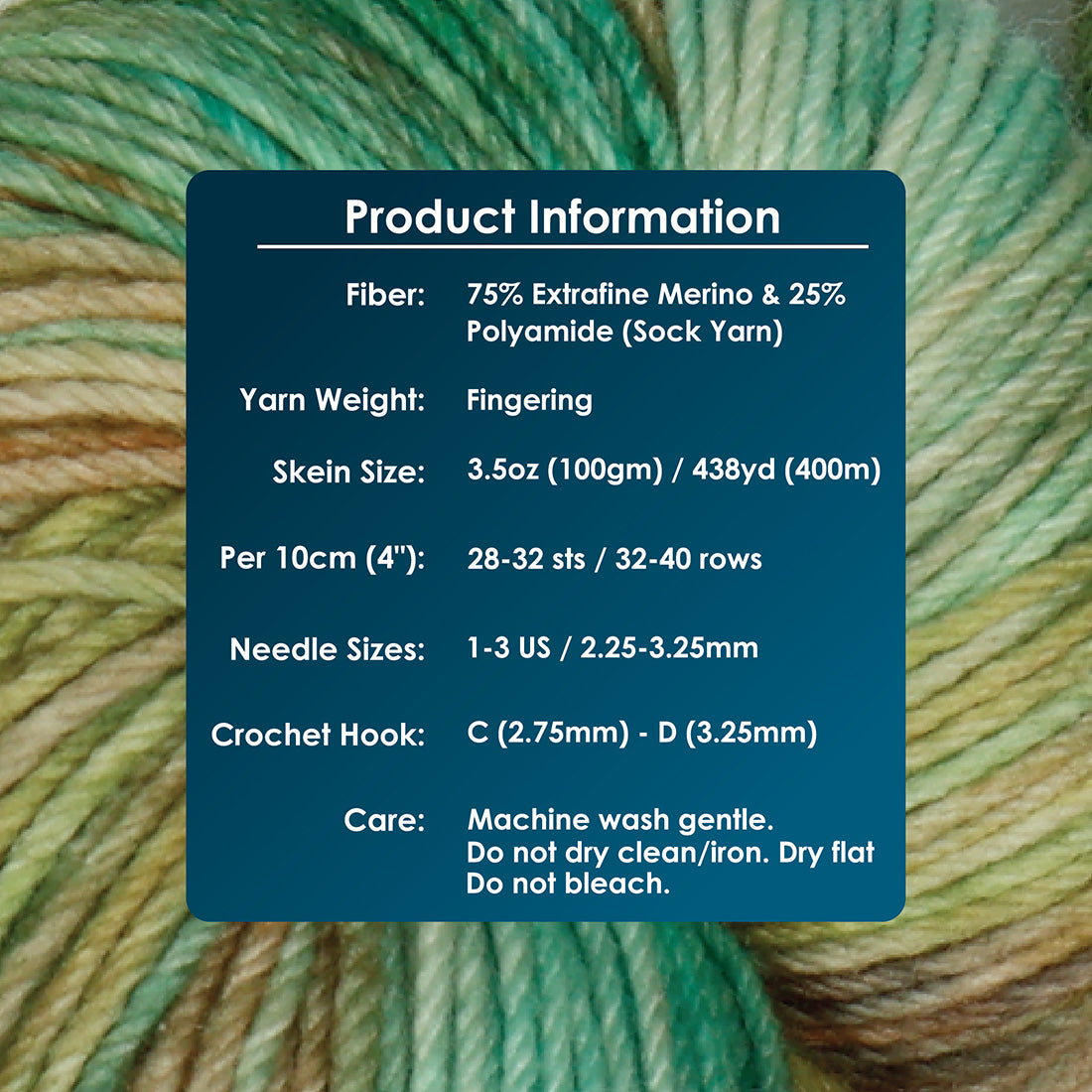 Skein of Symfonie Terra sock yarn in Lagoon Dream