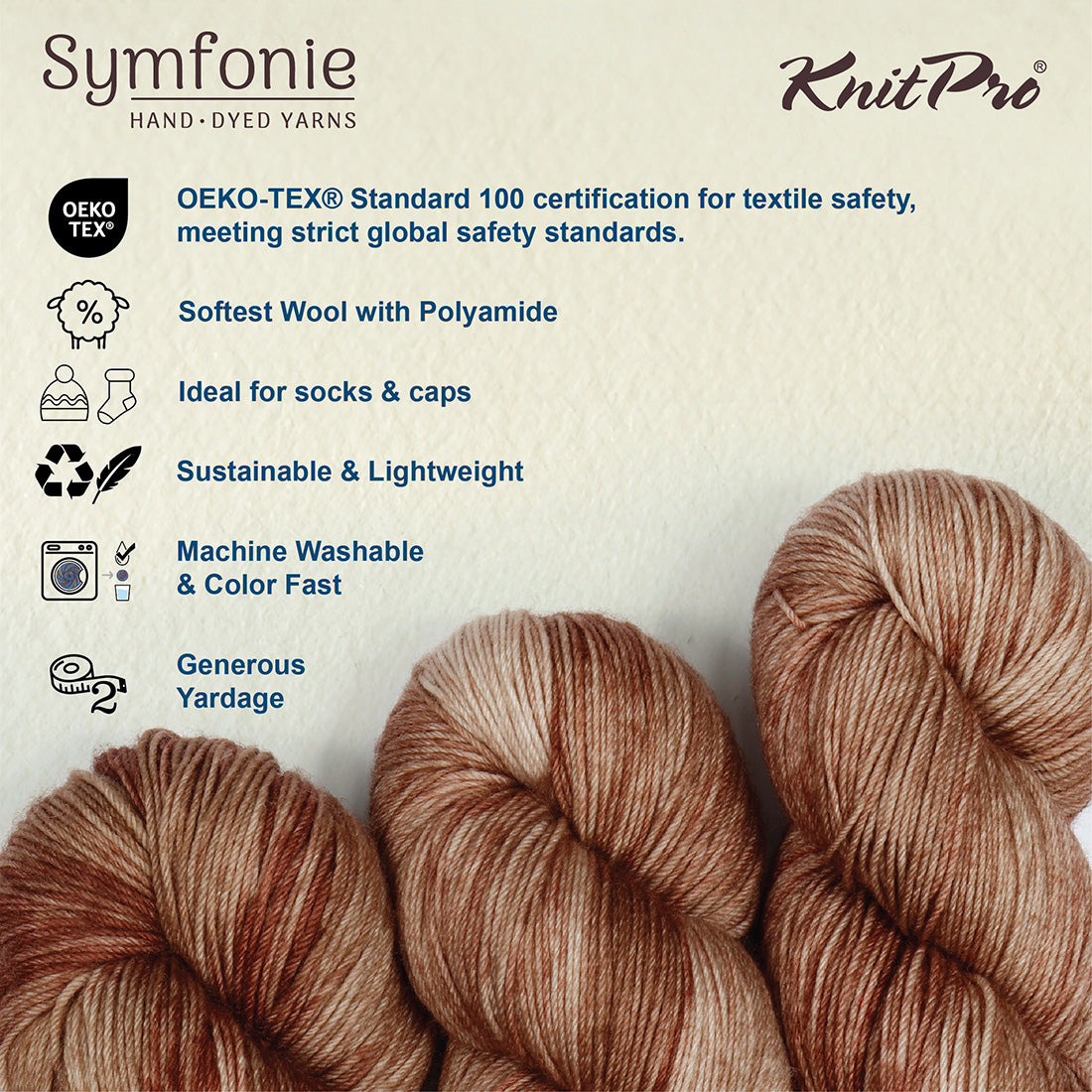 Skein of Symfonie Terra sock yarn in Mocha
