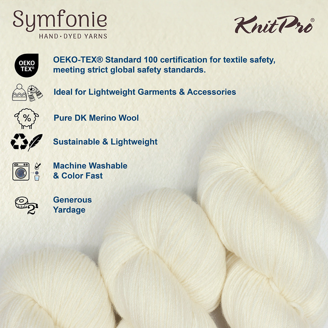 Skein of Symfonie Viva DK merino yarn in Jasmine