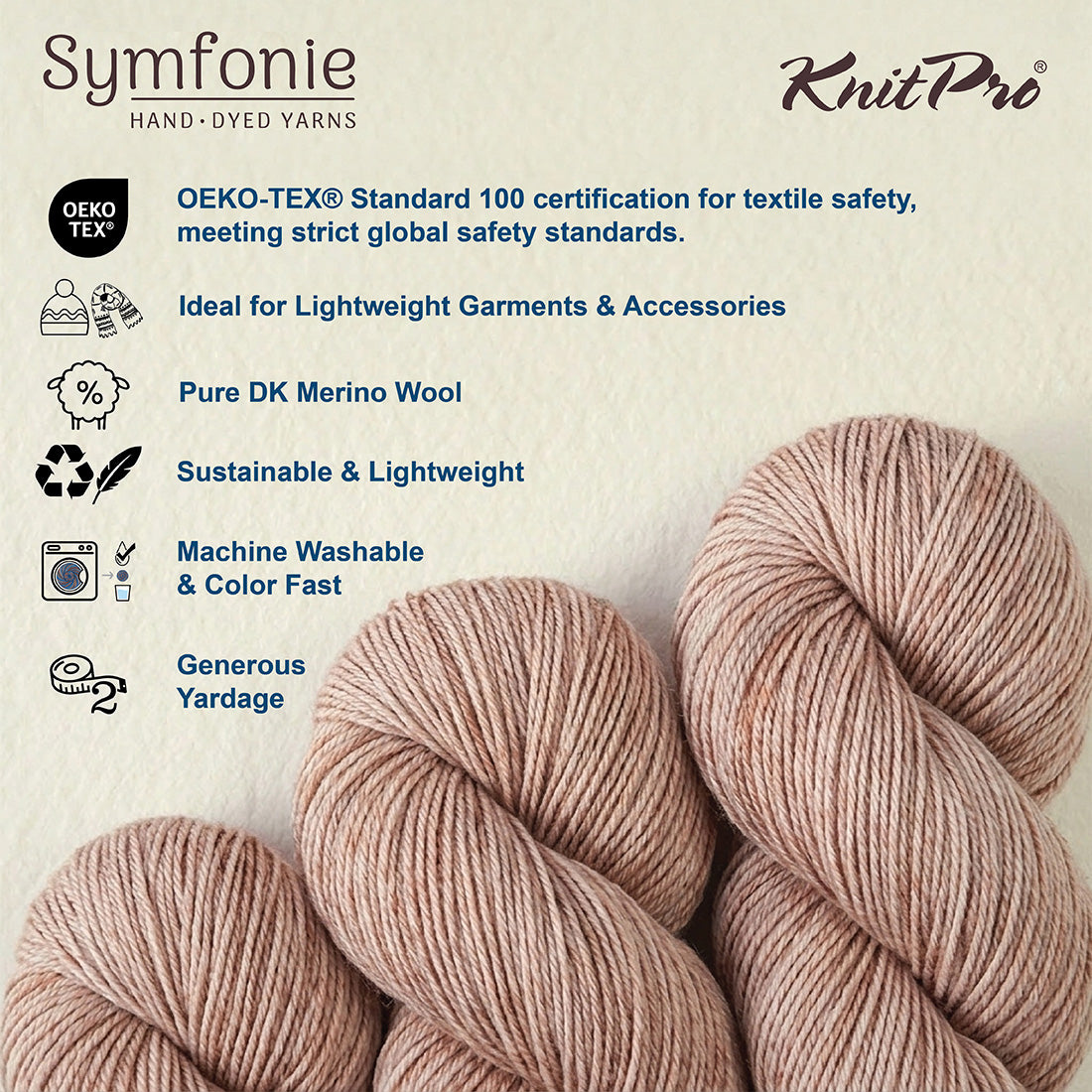Skein of Symfonie Viva DK merino yarn in Brown Eggshell