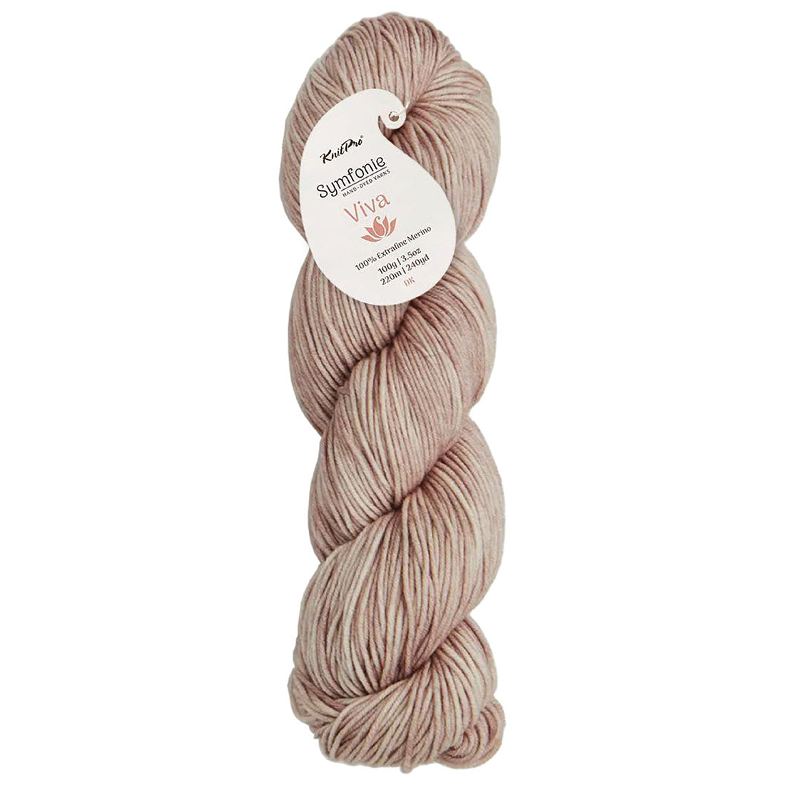 Skein of Symfonie Viva DK merino yarn in Brown Eggshell