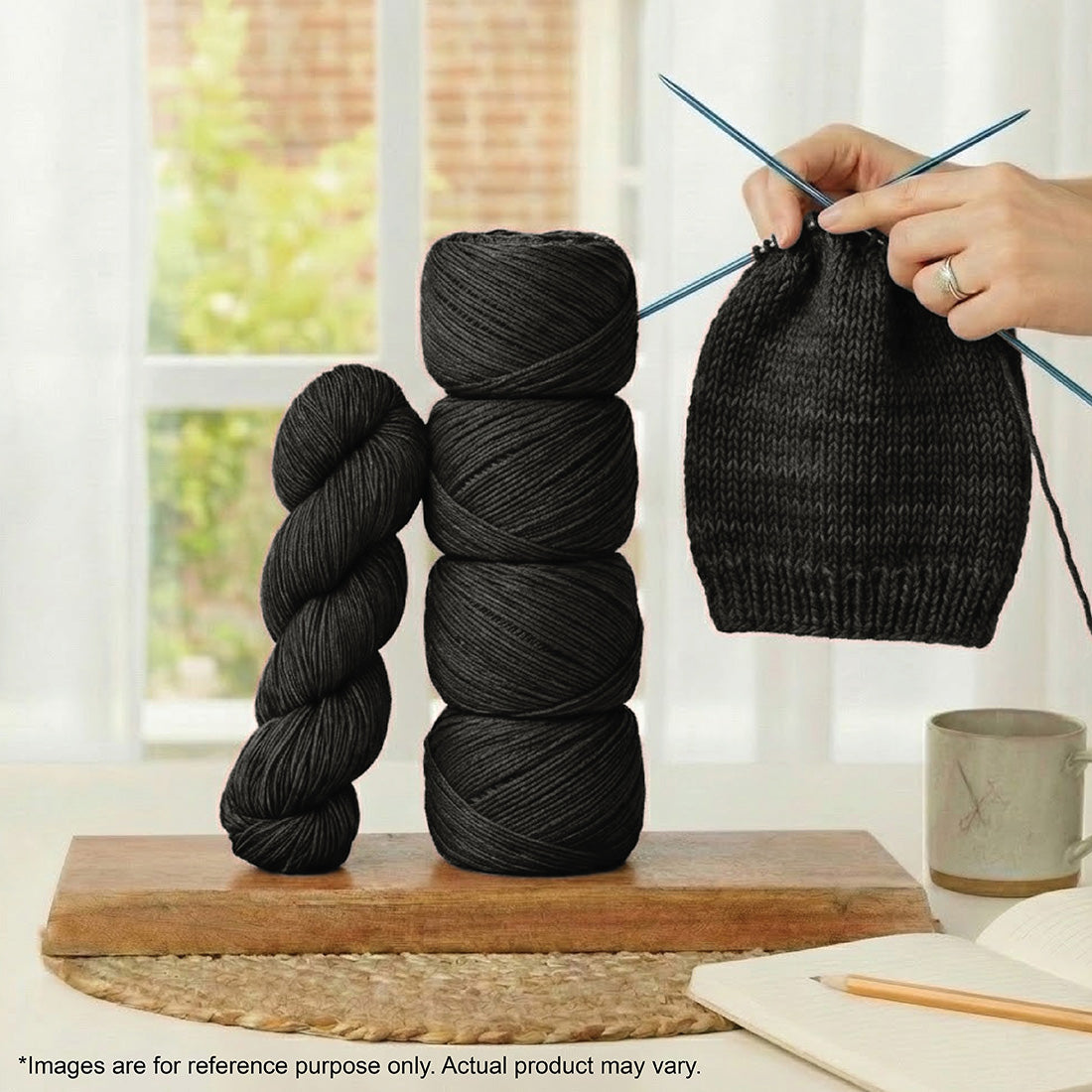 Skein of Symfonie Viva DK merino yarn in Black Pepper