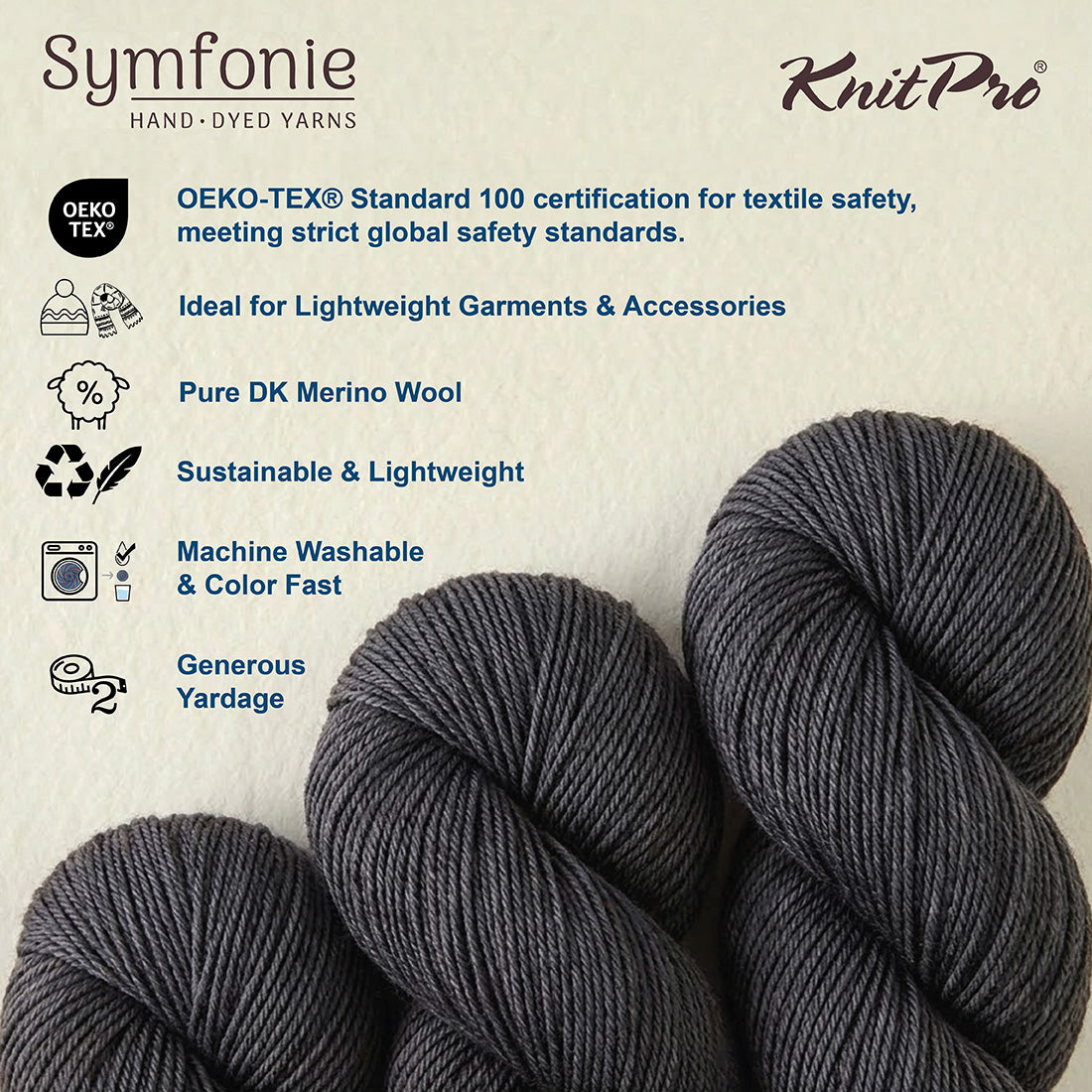 Skein of Symfonie Viva DK merino yarn in Plum Denim