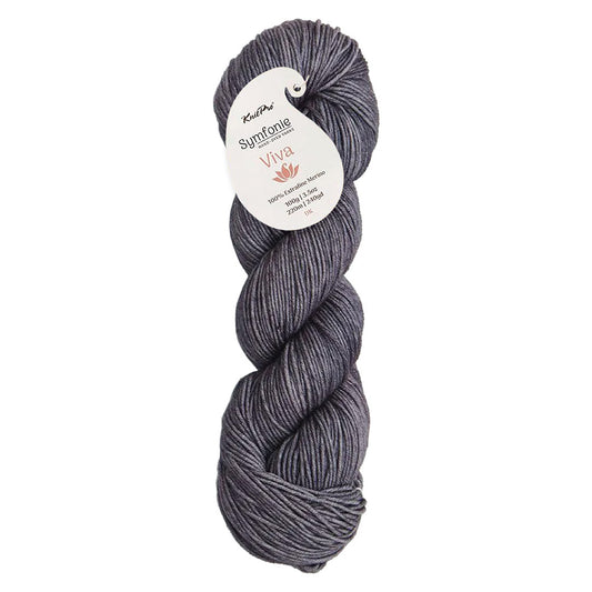 Skein of Symfonie Viva DK merino yarn in Plum Denim