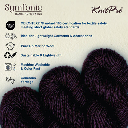Skein of Symfonie Viva DK merino yarn in Aubergine