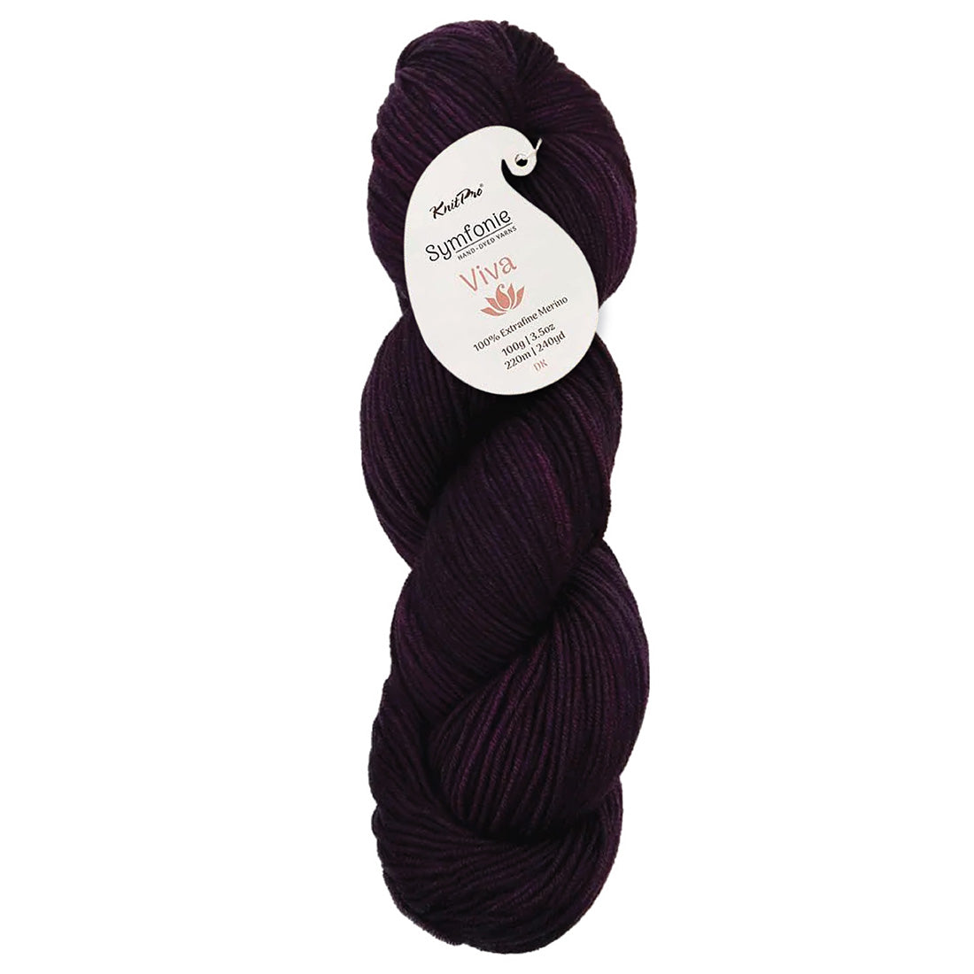 Skein of Symfonie Viva DK merino yarn in Aubergine