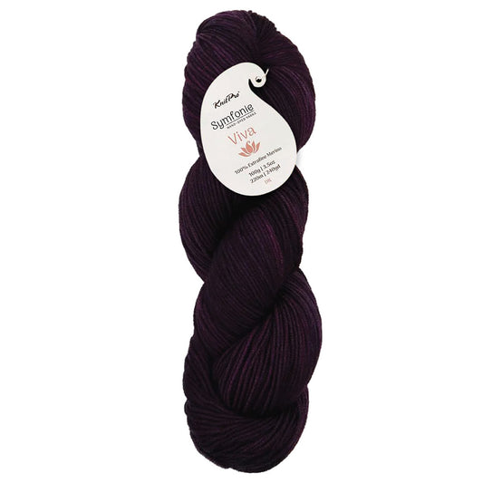 Skein of Symfonie Viva DK merino yarn in Aubergine