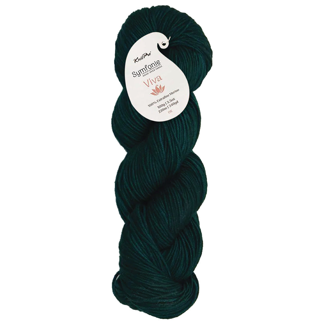 Skein of Symfonie Viva DK merino yarn in Midnight Forest