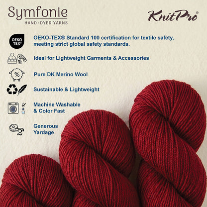 Skein of Symfonie Viva DK merino yarn in Bandana Red