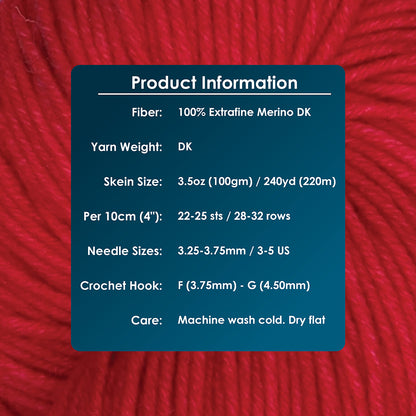 Skein of Symfonie Viva DK merino yarn in Bandana Red