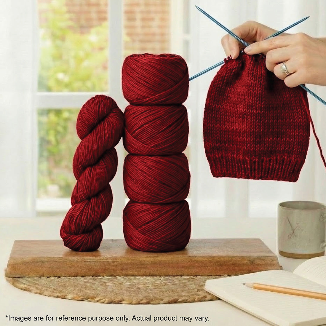Skein of Symfonie Viva DK merino yarn in Red Rose