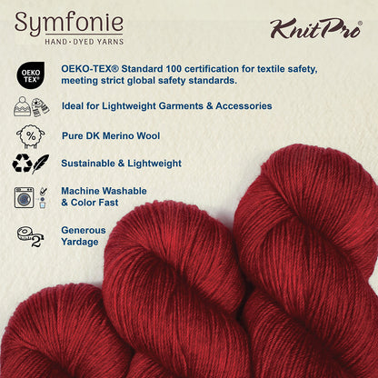 Skein of Symfonie Viva DK merino yarn in Red Rose