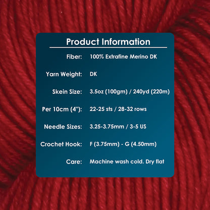 Skein of Symfonie Viva DK merino yarn in Red Rose