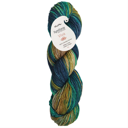 Skein of Symfonie Viva DK merino yarn in Riverbank