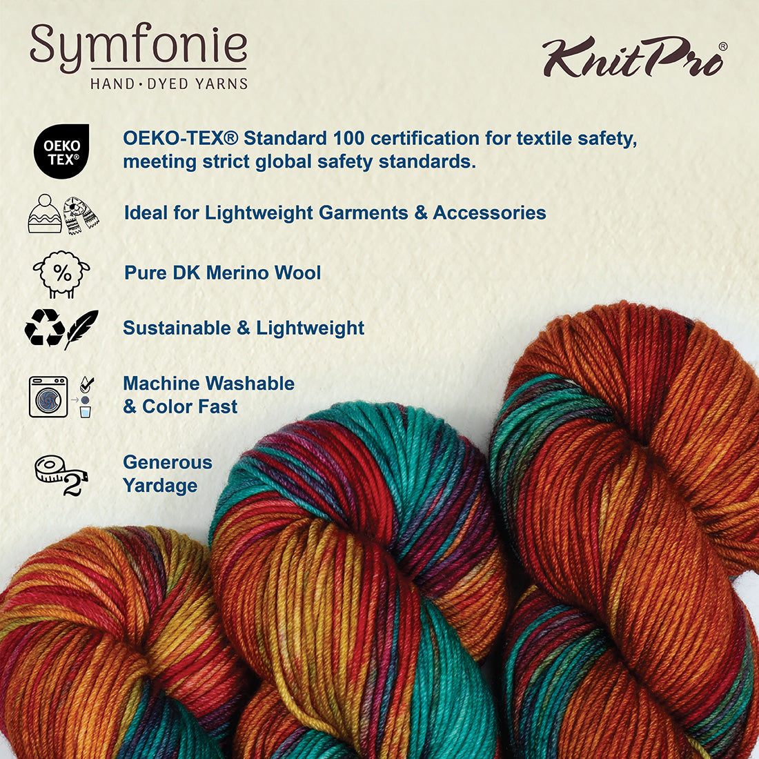 Skein of Symfonie Viva DK merino yarn in Party Lights