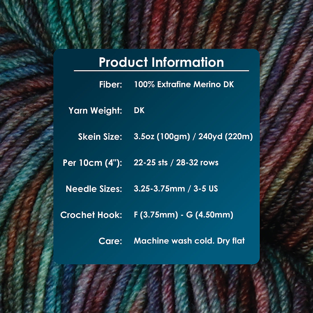Skein of Symfonie Viva DK merino yarn in Tropical Seascape