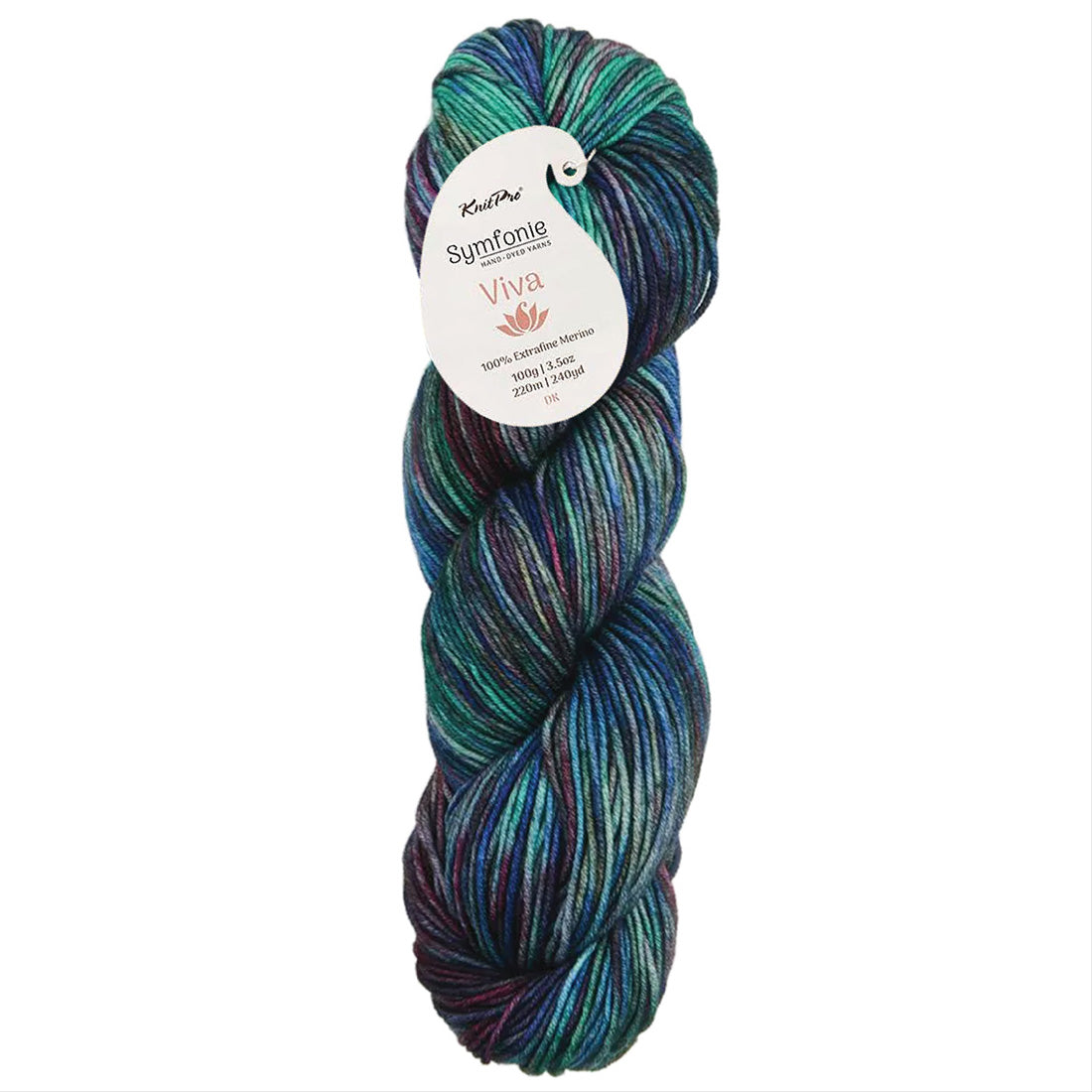 Skein of Symfonie Viva DK merino yarn in Tropical Seascape