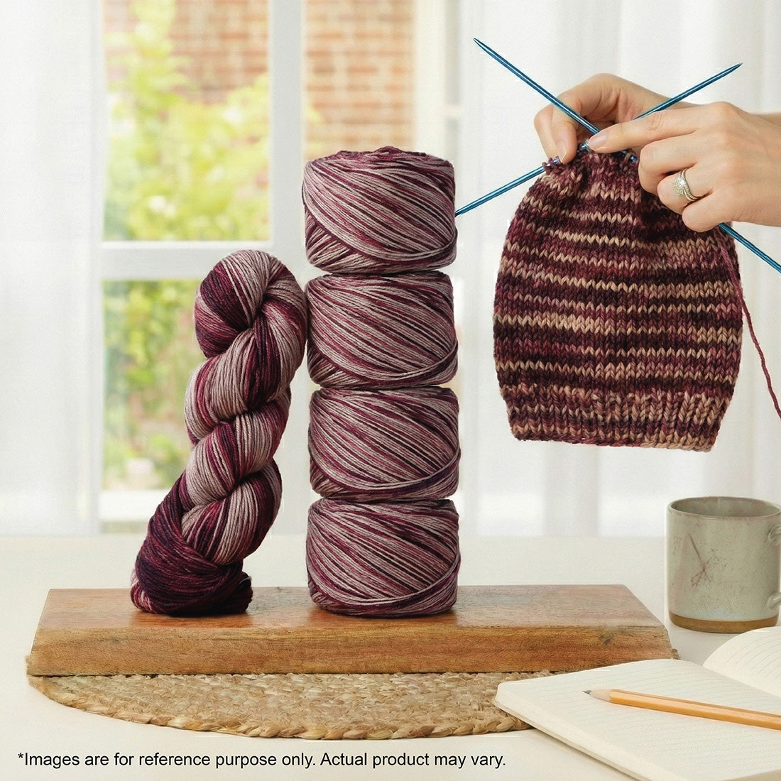 Skein of Symfonie Viva DK merino yarn in Cafe Rose