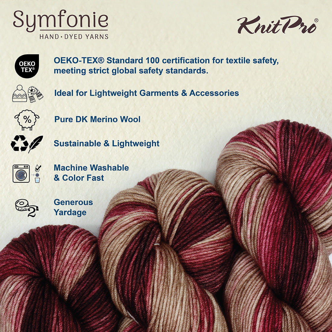 Skein of Symfonie Viva DK merino yarn in Cafe Rose