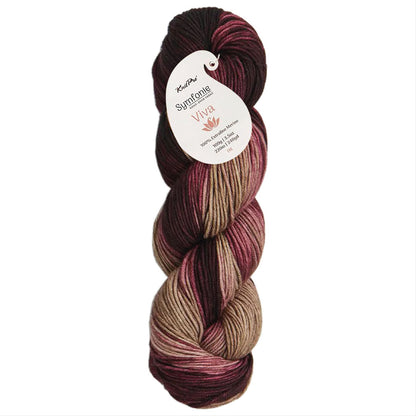 Skein of Symfonie Viva DK merino yarn in Cafe Rose