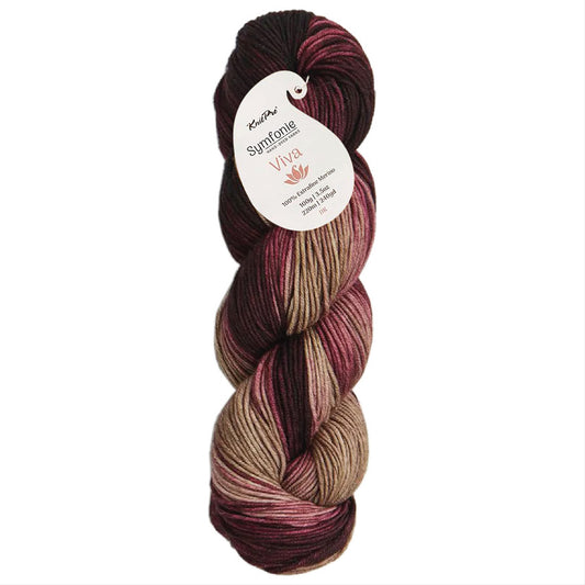 Skein of Symfonie Viva DK merino yarn in Cafe Rose